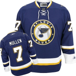 Joe Mullen Reebok St. Louis Blues Premier Navy Blue Third NHL Jersey