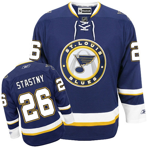 Paul Stastny Reebok St. Louis Blues Authentic Navy Blue Third NHL Jersey
