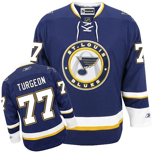 Pierre Turgeon Reebok St. Louis Blues Premier Navy Blue Third NHL Jersey