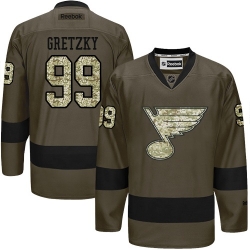 Wayne Gretzky Reebok St. Louis Blues Authentic Green Salute to Service NHL Jersey