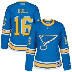 Brett Hull Women's Reebok St. Louis Blues Premier Blue 2017 Winter Classic NHL Jersey