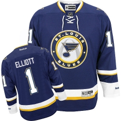 Brian Elliott Reebok St. Louis Blues Authentic Navy Blue Third NHL Jersey