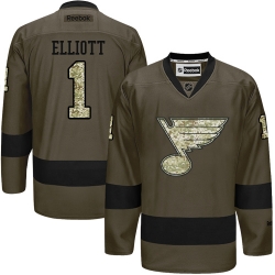 Brian Elliott Reebok St. Louis Blues Premier Green Salute to Service NHL Jersey