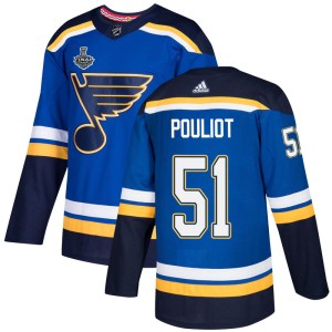 Derrick Pouliot Youth Adidas St. Louis Blues Authentic Blue Home 2019 Stanley Cup Final Bound Jersey