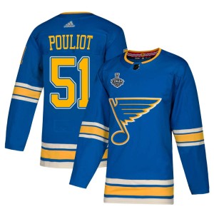 Derrick Pouliot Youth Adidas St. Louis Blues Authentic Blue Alternate 2019 Stanley Cup Final Bound Jersey