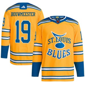 Jay Bouwmeester Men's Adidas St. Louis Blues Authentic Yellow Reverse Retro 2.0 Jersey