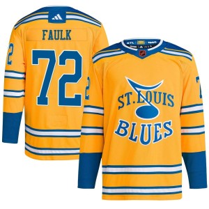 Justin Faulk Men's Adidas St. Louis Blues Authentic Yellow Reverse Retro 2.0 Jersey