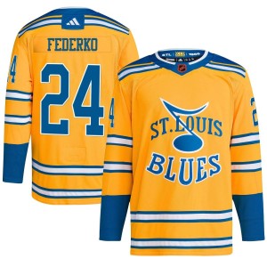 Bernie Federko Men's Adidas St. Louis Blues Authentic Yellow Reverse Retro 2.0 Jersey