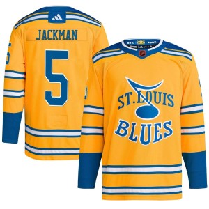 Barret Jackman Men's Adidas St. Louis Blues Authentic Yellow Reverse Retro 2.0 Jersey