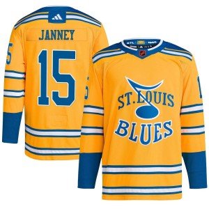 Craig Janney Men's Adidas St. Louis Blues Authentic Yellow Reverse Retro 2.0 Jersey