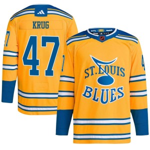 Torey Krug Men's Adidas St. Louis Blues Authentic Yellow Reverse Retro 2.0 Jersey