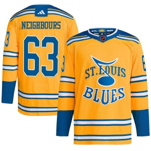 Jake Neighbours Men's Adidas St. Louis Blues Authentic Yellow Reverse Retro 2.0 Jersey
