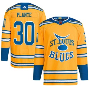 Jacques Plante Men's Adidas St. Louis Blues Authentic Yellow Reverse Retro 2.0 Jersey