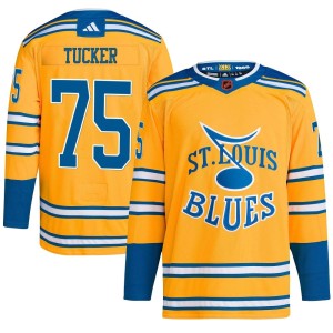 Tyler Tucker Men's Adidas St. Louis Blues Authentic Yellow Reverse Retro 2.0 Jersey