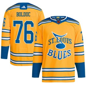 Zack Bolduc Youth Adidas St. Louis Blues Authentic Yellow Reverse Retro 2.0 Jersey
