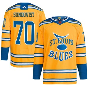 Oskar Sundqvist Youth Adidas St. Louis Blues Authentic Yellow Reverse Retro 2.0 Jersey