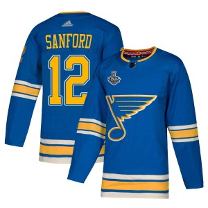 Zach Sanford Men's Adidas St. Louis Blues Authentic Blue Alternate 2019 Stanley Cup Final Bound Jersey