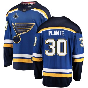 Jacques Plante Men's Fanatics Branded St. Louis Blues Breakaway Blue Home 2019 Stanley Cup Final Bound Jersey