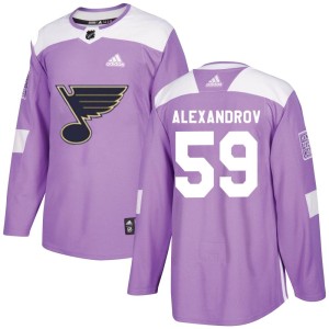 Nikita Alexandrov Youth Adidas St. Louis Blues Authentic Purple Hockey Fights Cancer Jersey