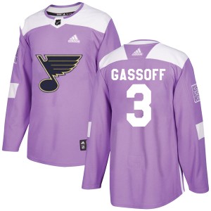 Bob Gassoff Youth Adidas St. Louis Blues Authentic Purple Hockey Fights Cancer Jersey