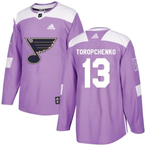 Alexey Toropchenko Youth Adidas St. Louis Blues Authentic Purple Hockey Fights Cancer Jersey