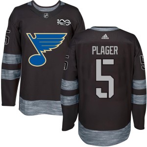 Bob Plager Youth St. Louis Blues Authentic Black 1917-2017 100th Anniversary Jersey