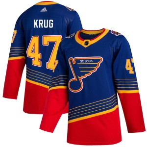 Torey Krug Men's Adidas St. Louis Blues Authentic Blue 2019/20 Jersey