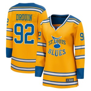 Jonathan Drouin Women's Fanatics Branded St. Louis Blues Breakaway Yellow Special Edition 2.0 Jersey
