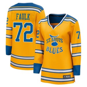 Justin Faulk Women's Fanatics Branded St. Louis Blues Breakaway Yellow Special Edition 2.0 Jersey