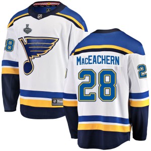 MacKenzie MacEachern Youth Fanatics Branded St. Louis Blues Breakaway White Mackenzie MacEachern Away 2019 Stanley Cup Final Bou