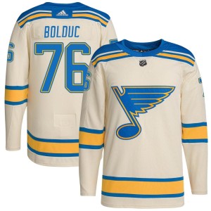 Zack Bolduc Men's Adidas St. Louis Blues Authentic Cream 2022 Winter Classic Player Jersey