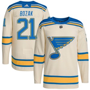 Tyler Bozak Men's Adidas St. Louis Blues Authentic Cream 2022 Winter Classic Player Jersey