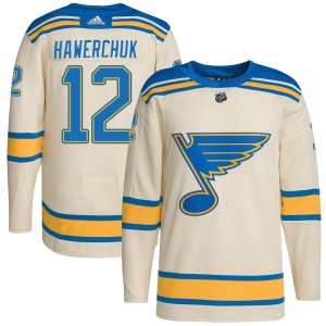 Dale Hawerchuk Men's Adidas St. Louis Blues Authentic Cream 2022 Winter Classic Player Jersey