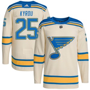 Jordan Kyrou Men's Adidas St. Louis Blues Authentic Cream 2022 Winter Classic Player Jersey