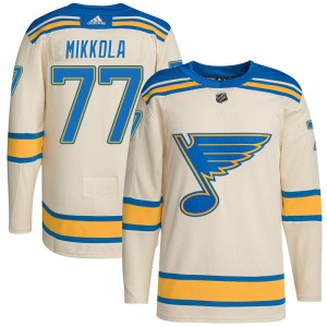 Niko Mikkola Men's Adidas St. Louis Blues Authentic Cream 2022 Winter Classic Player Jersey