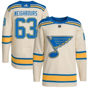 Jake Neighbours Men's Adidas St. Louis Blues Authentic Cream 2022 Winter Classic Player Jersey