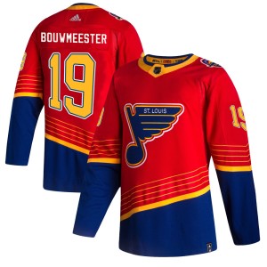 Jay Bouwmeester Men's Adidas St. Louis Blues Authentic Red 2020/21 Reverse Retro Jersey