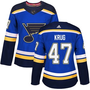 Torey Krug Women's Adidas St. Louis Blues Authentic Blue Home Jersey
