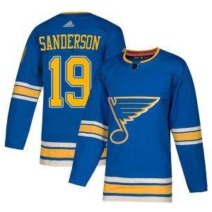 Derek Sanderson Men's Adidas St. Louis Blues Authentic Blue Alternate Jersey