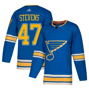 Nolan Stevens Men's Adidas St. Louis Blues Authentic Blue Alternate Jersey