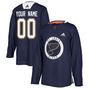 Custom Youth Adidas St. Louis Blues Authentic Blue Custom Practice Jersey