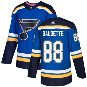 Adam Gaudette Men's Adidas St. Louis Blues Authentic Blue Home Jersey
