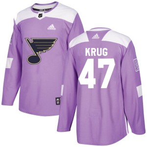Torey Krug Men's Adidas St. Louis Blues Authentic Purple Hockey Fights Cancer Jersey