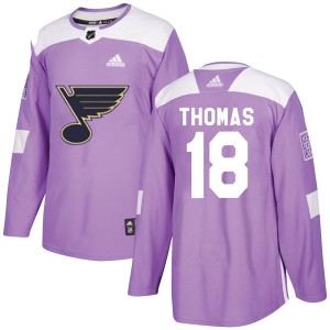 Robert Thomas Men's Adidas St. Louis Blues Authentic Purple Hockey Fights Cancer Jersey