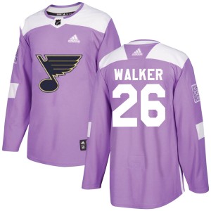 Nathan Walker Men's Adidas St. Louis Blues Authentic Purple Hockey Fights Cancer Jersey