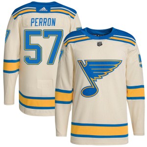 David Perron Youth Adidas St. Louis Blues Authentic Cream 2022 Winter Classic Player Jersey