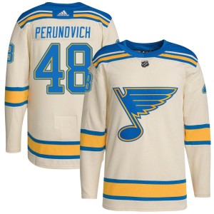 Scott Perunovich Youth Adidas St. Louis Blues Authentic Cream 2022 Winter Classic Player Jersey