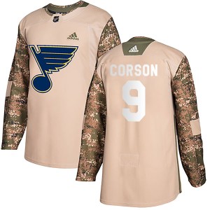 Shane Corson Youth Adidas St. Louis Blues Authentic Camo Veterans Day Practice Jersey