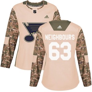 Jake Neighbours Women's Adidas St. Louis Blues Authentic Camo Veterans Day Practice Jersey