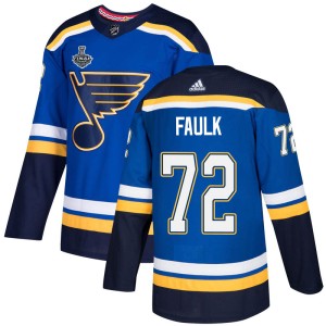 Justin Faulk Men's Adidas St. Louis Blues Authentic Blue Home 2019 Stanley Cup Final Bound Jersey